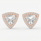 Trillion Cut Diamond Halo Stud Earrings