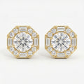 Octagon Halo Diamond Stud Earring