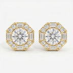 Octagon Halo Diamond Stud Earring