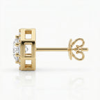 Octagon Halo Diamond Stud Earring