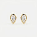 Bezel Bloom Pear Shape Earring Studs