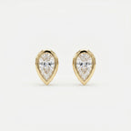 Bezel Bloom Pear Shape Earring Studs