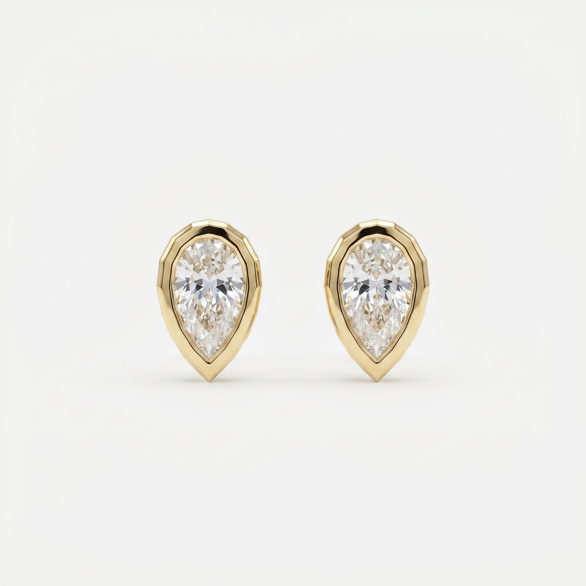 Bezel Bloom Pear Shape Earring Studs