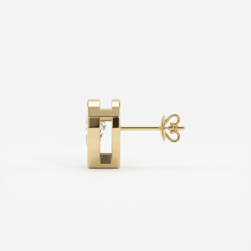 Bezel Bloom Pear Shape Earring Studs
