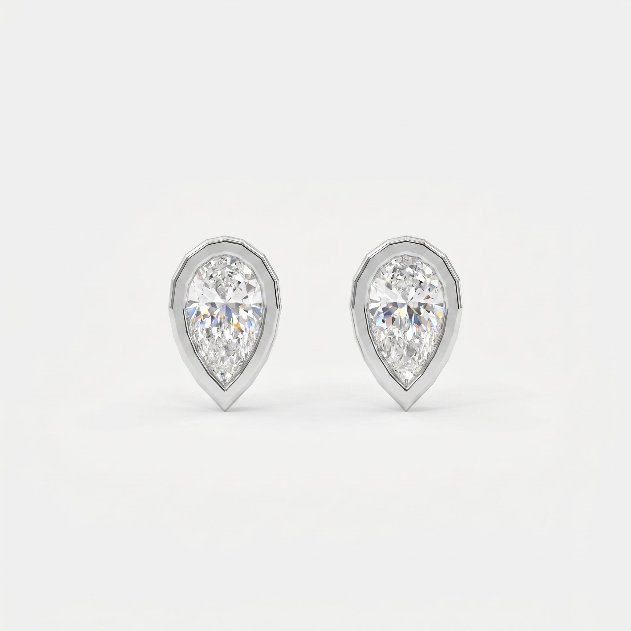Bezel Bloom Pear Shape Earring Studs
