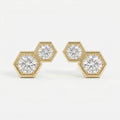 Honeycomb Hex Design Round Shape Earrings Studs