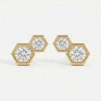 Honeycomb Hex Design Round Shape Earrings Studs