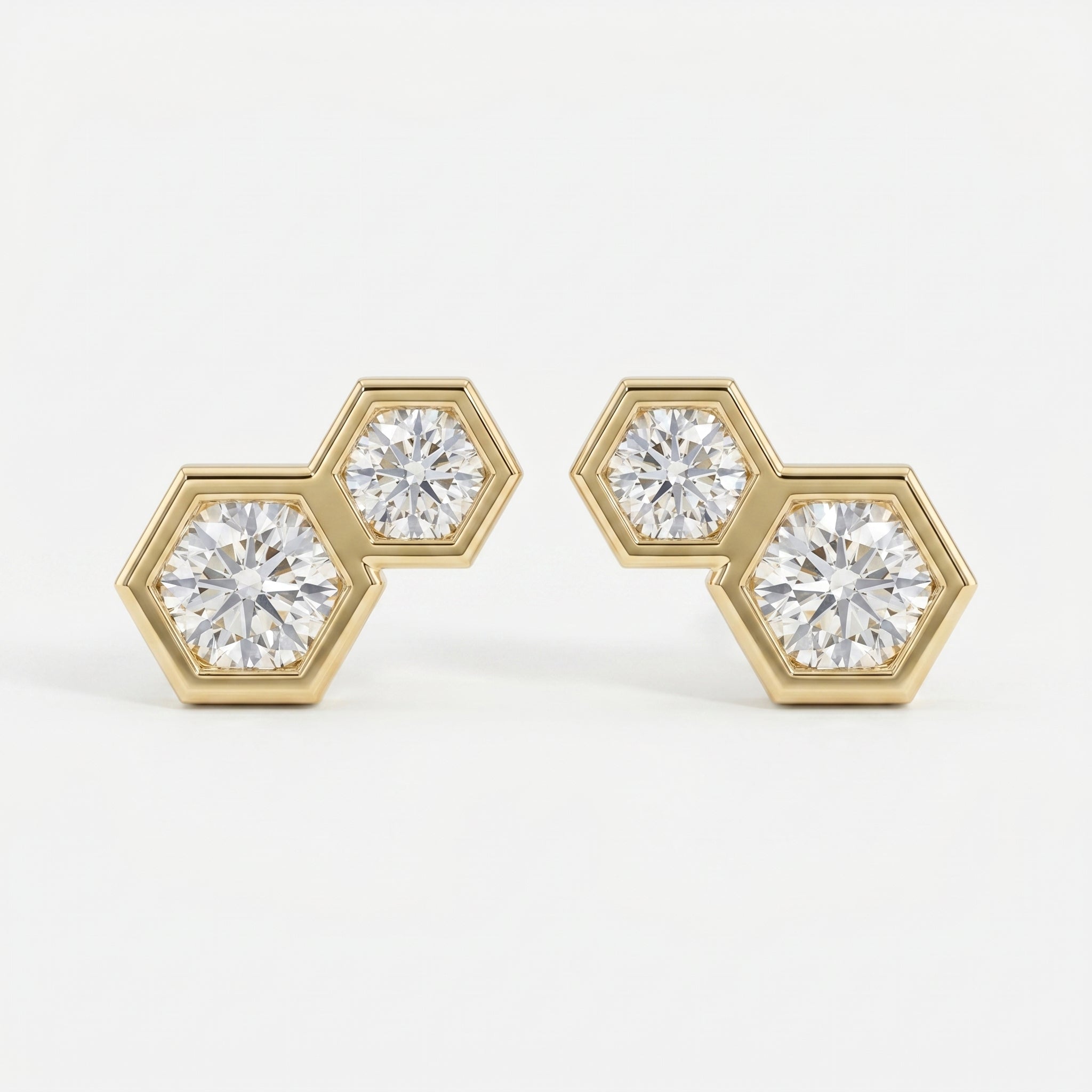 Honeycomb Hex Design Round Shape Earrings Studs