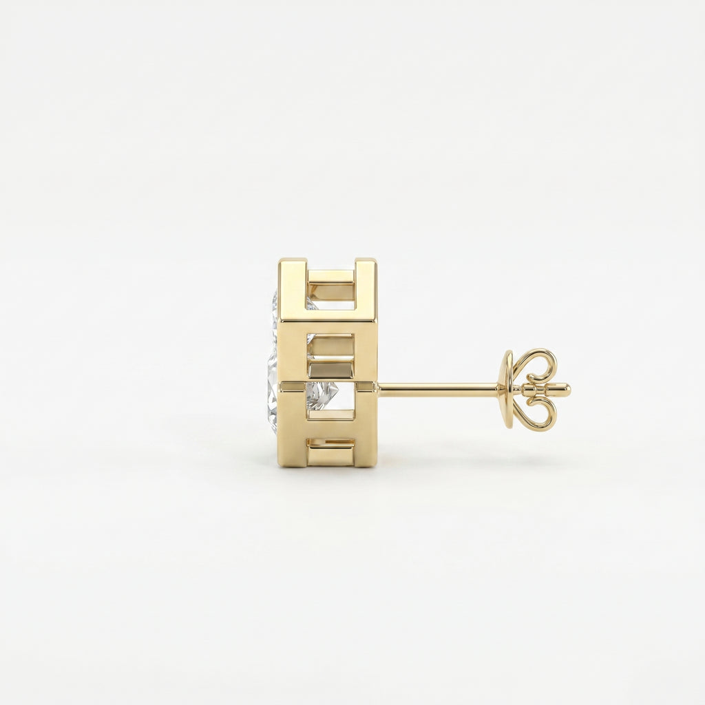 Honeycomb Hex Design Round Shape Earrings Studs