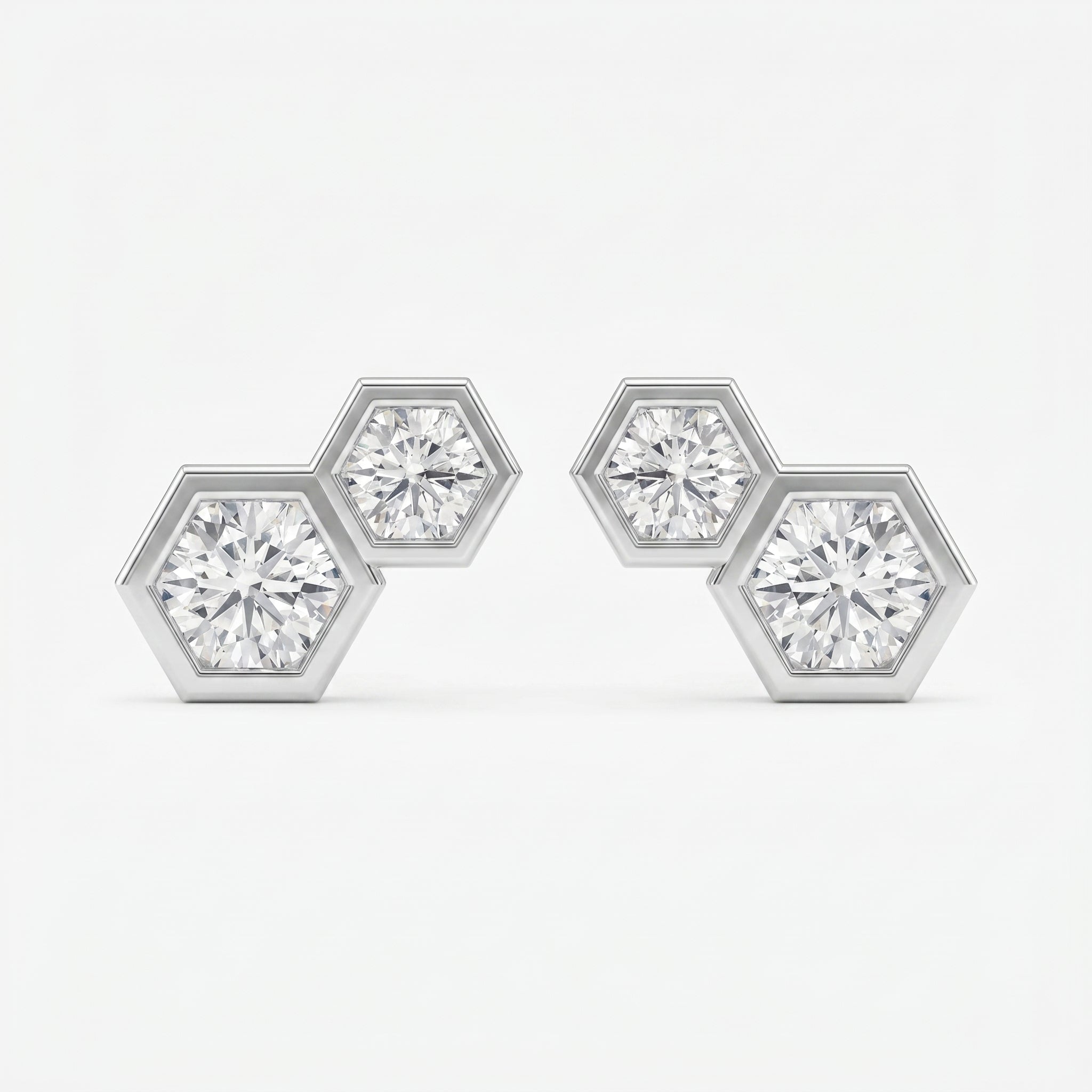 Honeycomb Hex Design Round Shape Earrings Studs