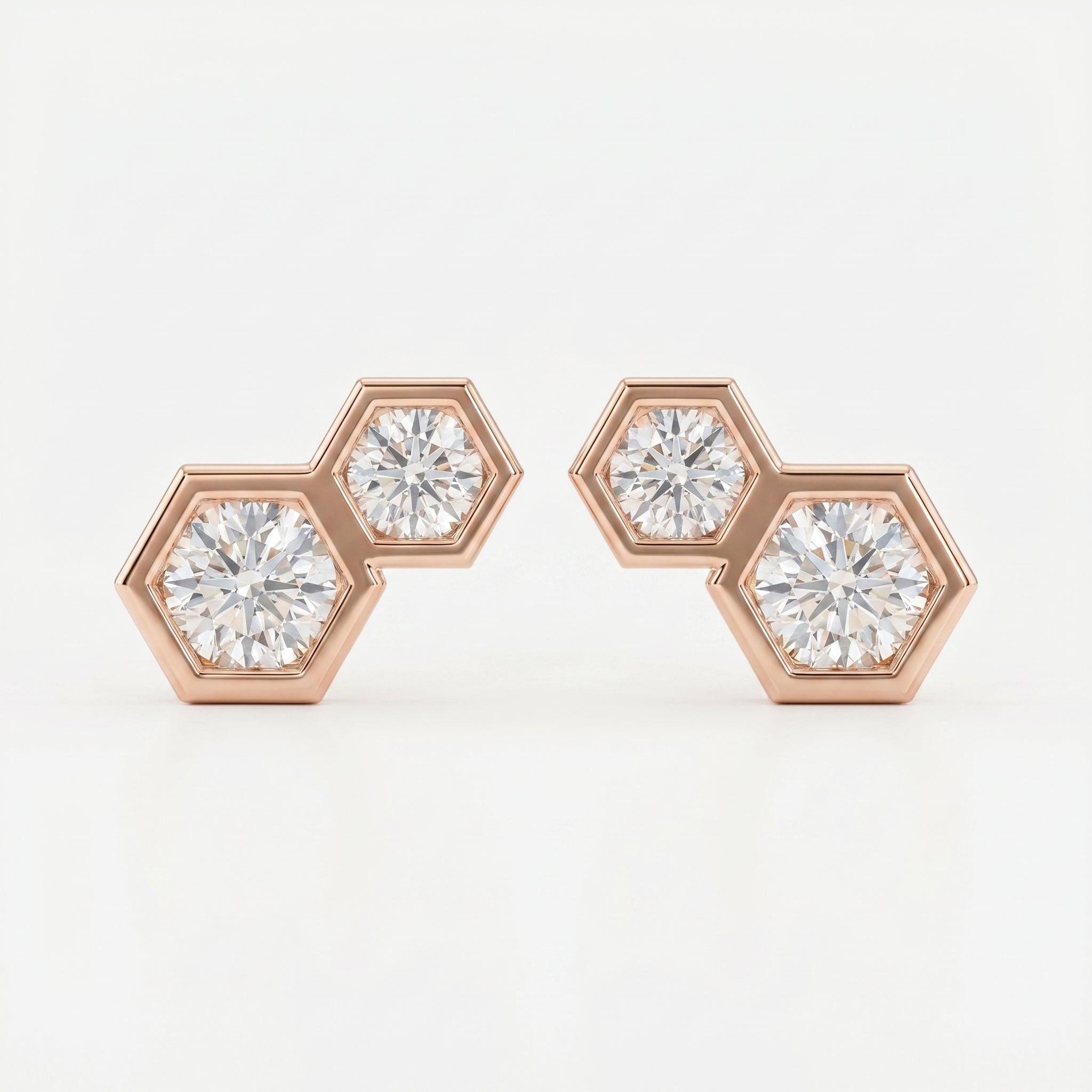 Honeycomb Hex Design Round Shape Earrings Studs