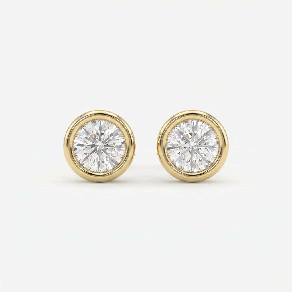 Bezel Brilliance Round Shape Earring Studs