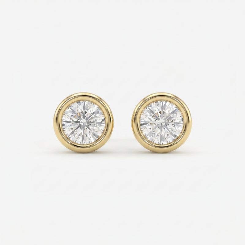 Bezel Brilliance Round Shape Earring Studs