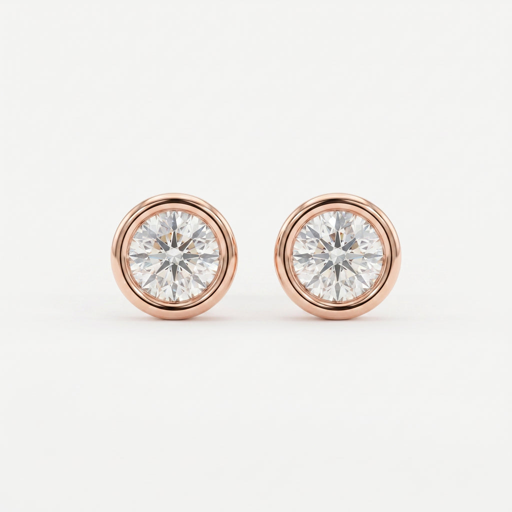 Bezel Brilliance Round Shape Earring Studs