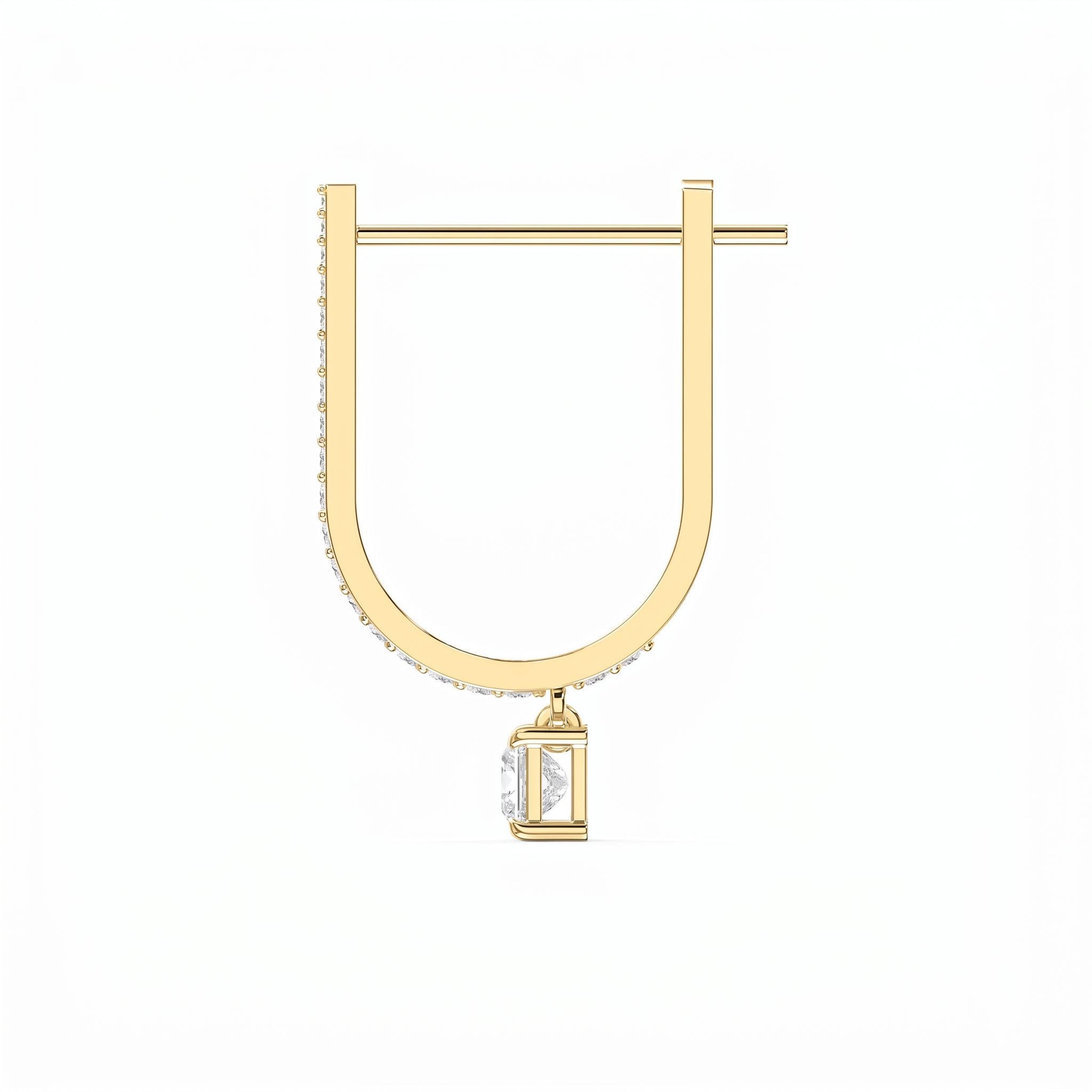 Round & Princess Cut Diamonds Pavé Design Hoops Earring