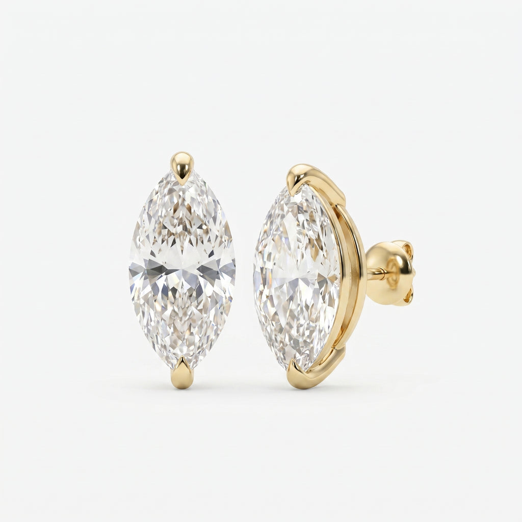 Luxury Marquise Cut Diamond Stud Earrings