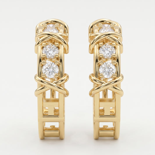Crisscross Detailing Diamond Hoops Fine Jewelry
