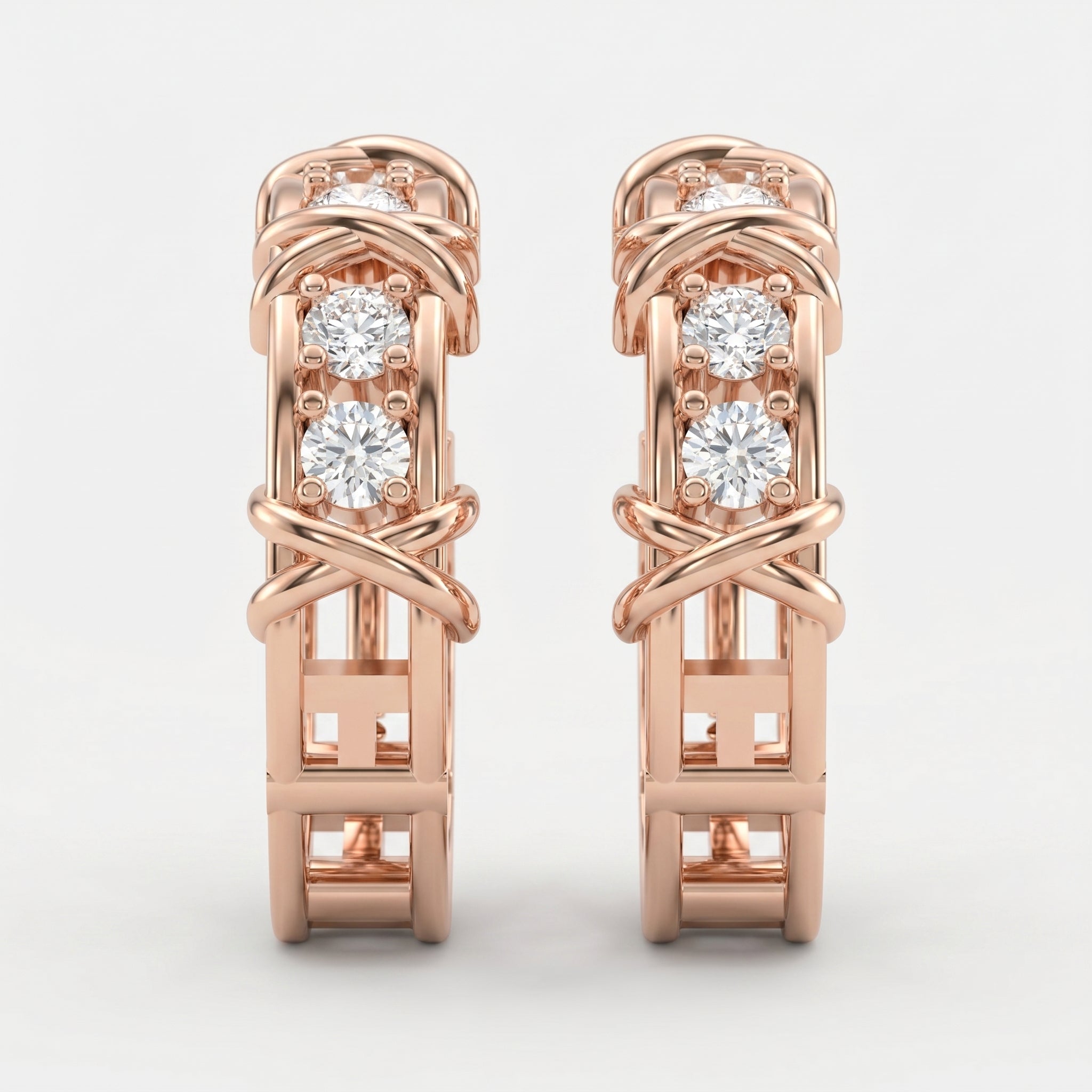 Crisscross Detailing Diamond Hoops Fine Jewelry