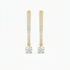 Elegant U- Shape Diamond Hoops Solitaire Fine Jewelry