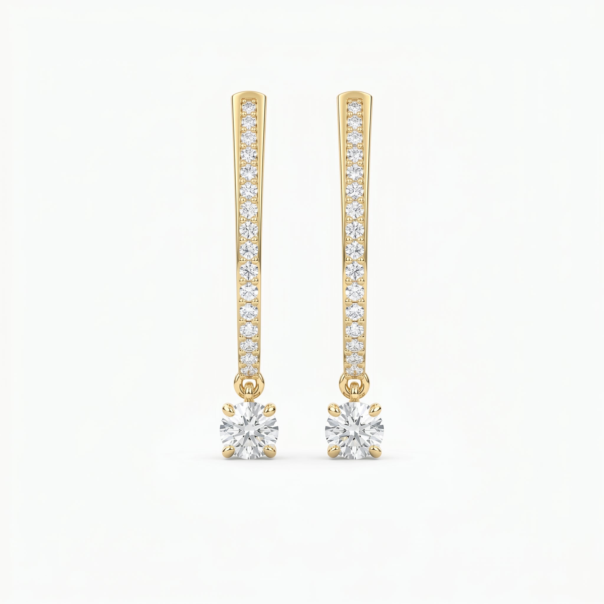 Elegant U- Shape Diamond Hoops Solitaire Fine Jewelry