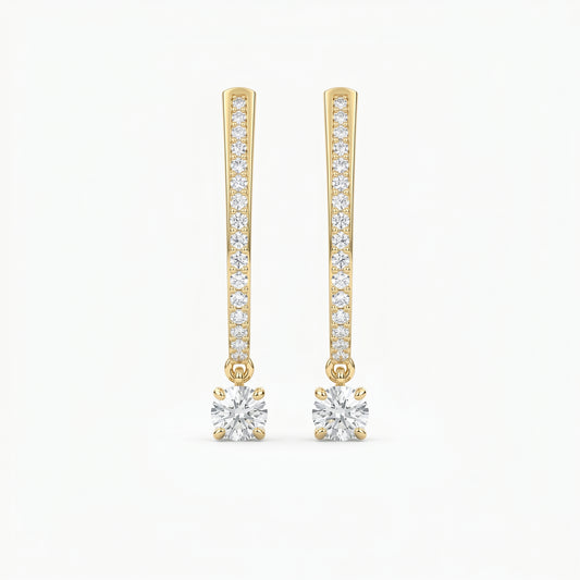 Elegant U- Shape Diamond Hoops Solitaire Fine Jewelry