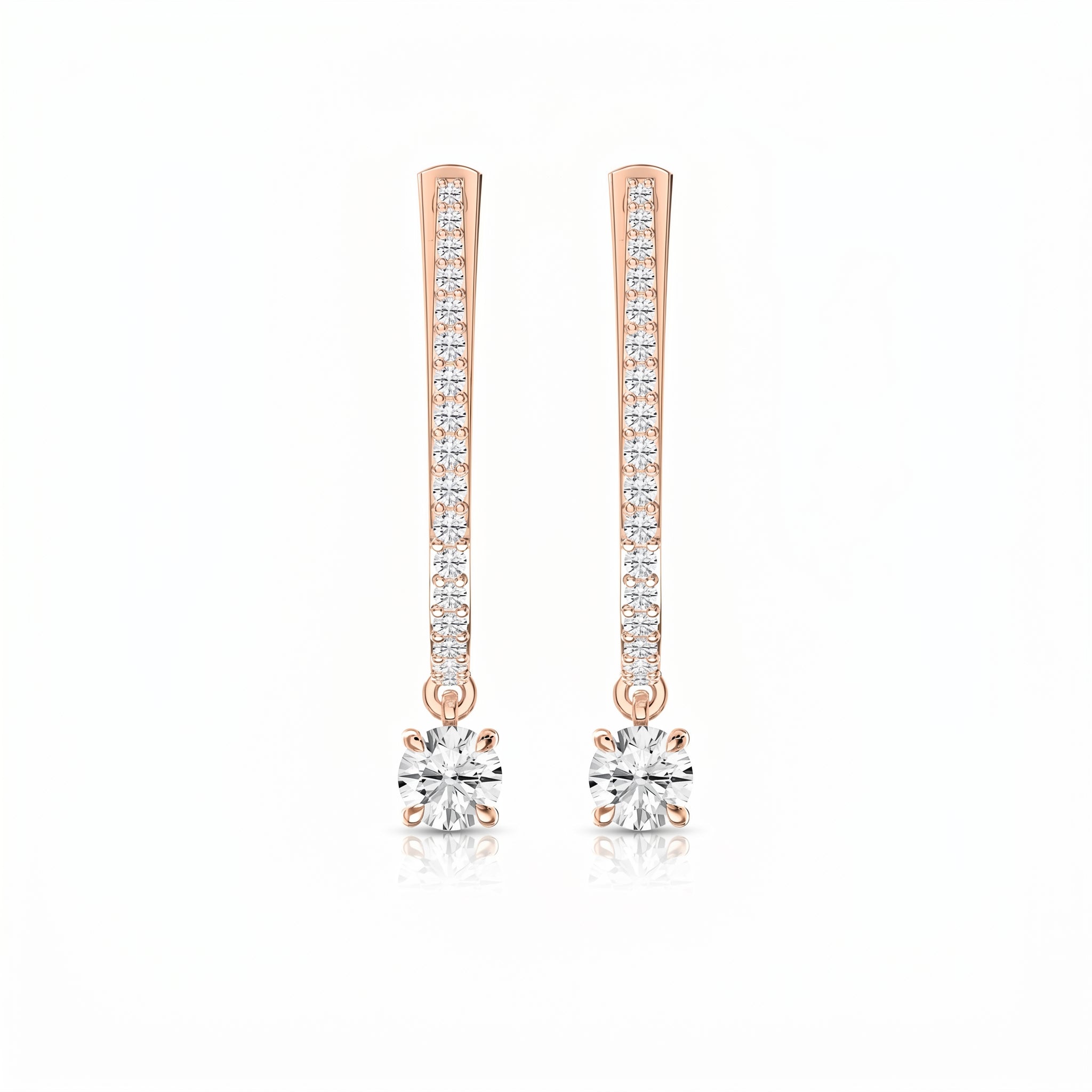 Elegant U- Shape Diamond Hoops Solitaire Fine Jewelry