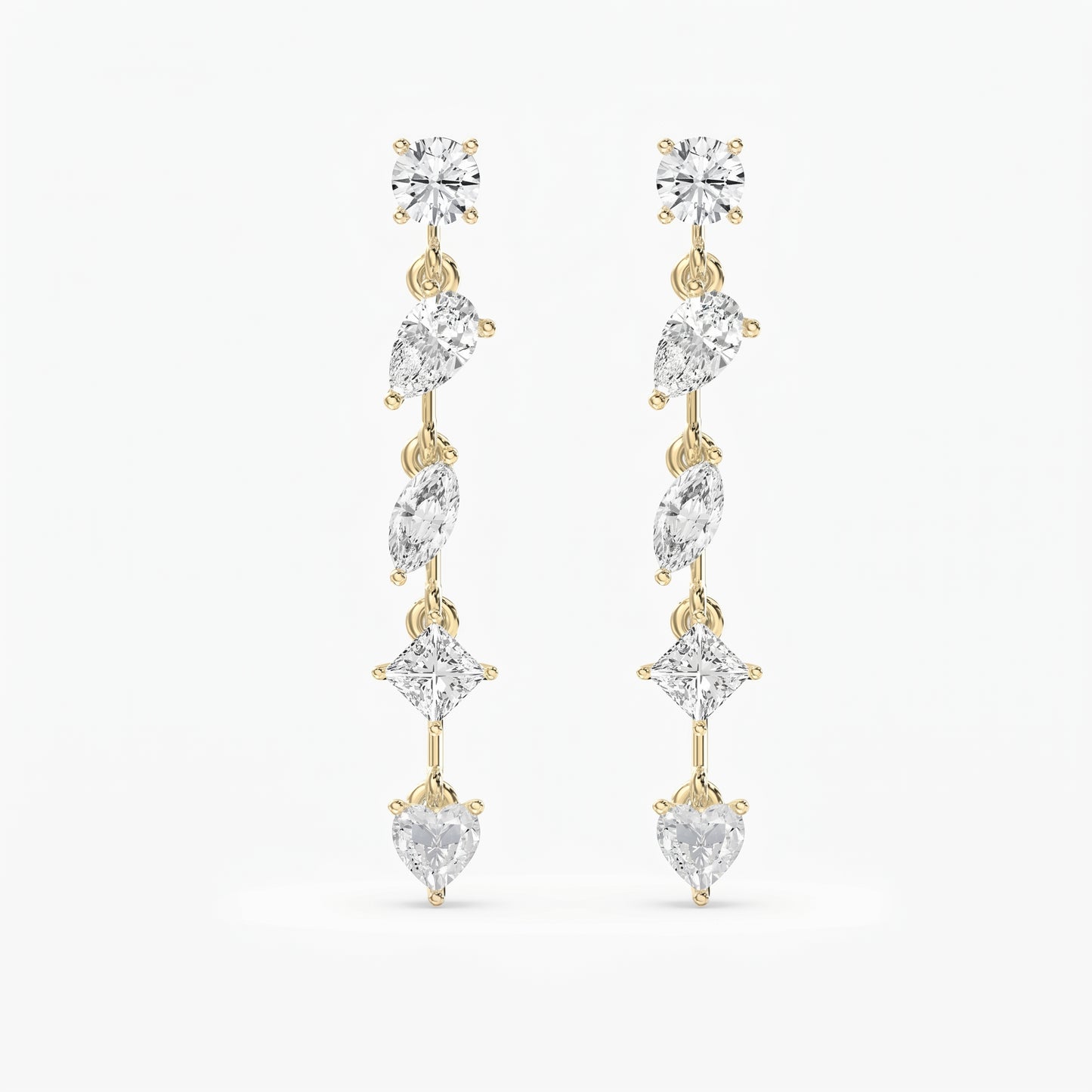 Multi Shape Diamond Drop Earring