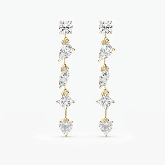 Multi Shape Diamond Drop Earring