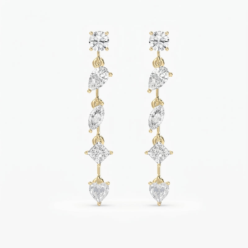 Multi Shape Diamond Drop Earring