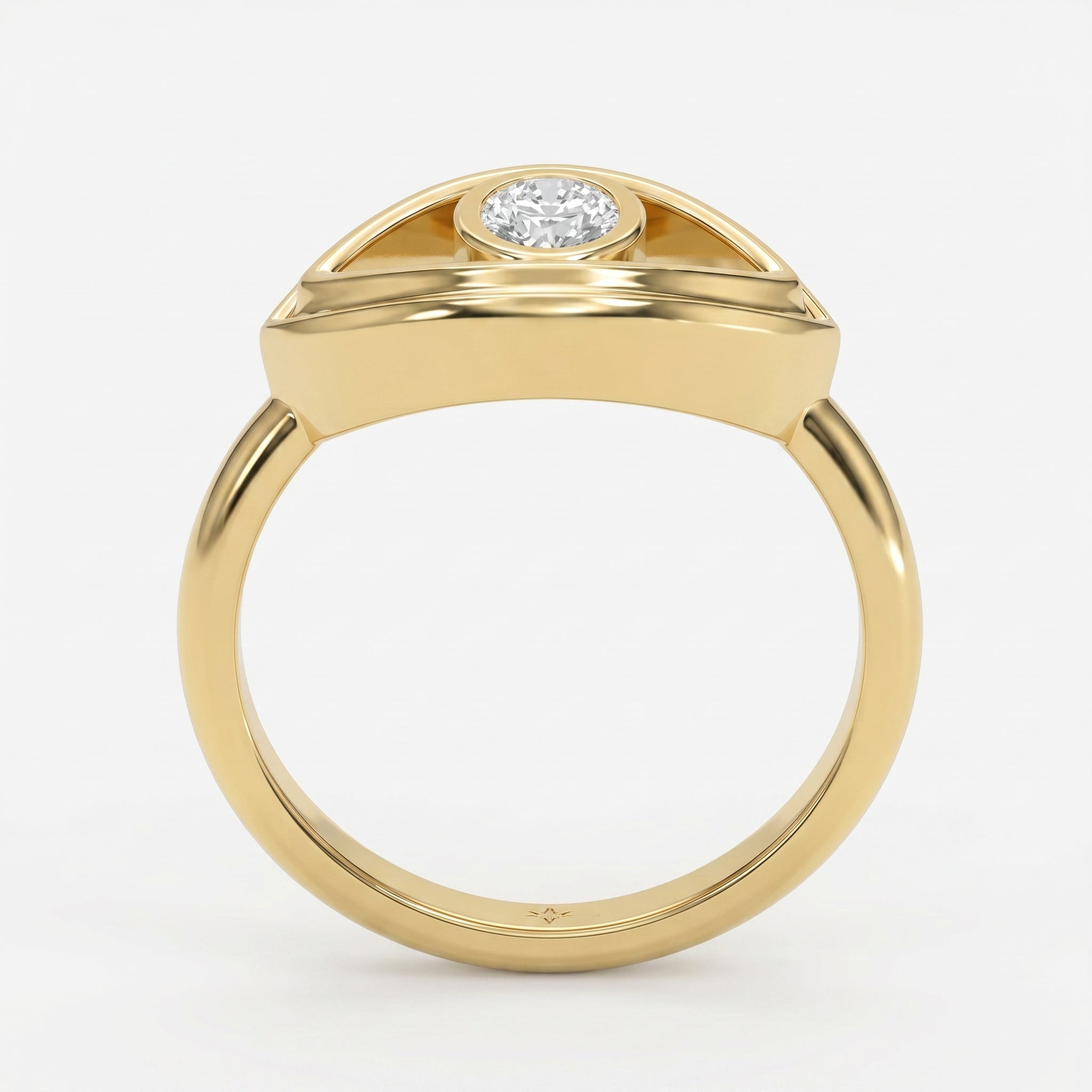 Modern Oval Cut Diamond Eye Design Ring