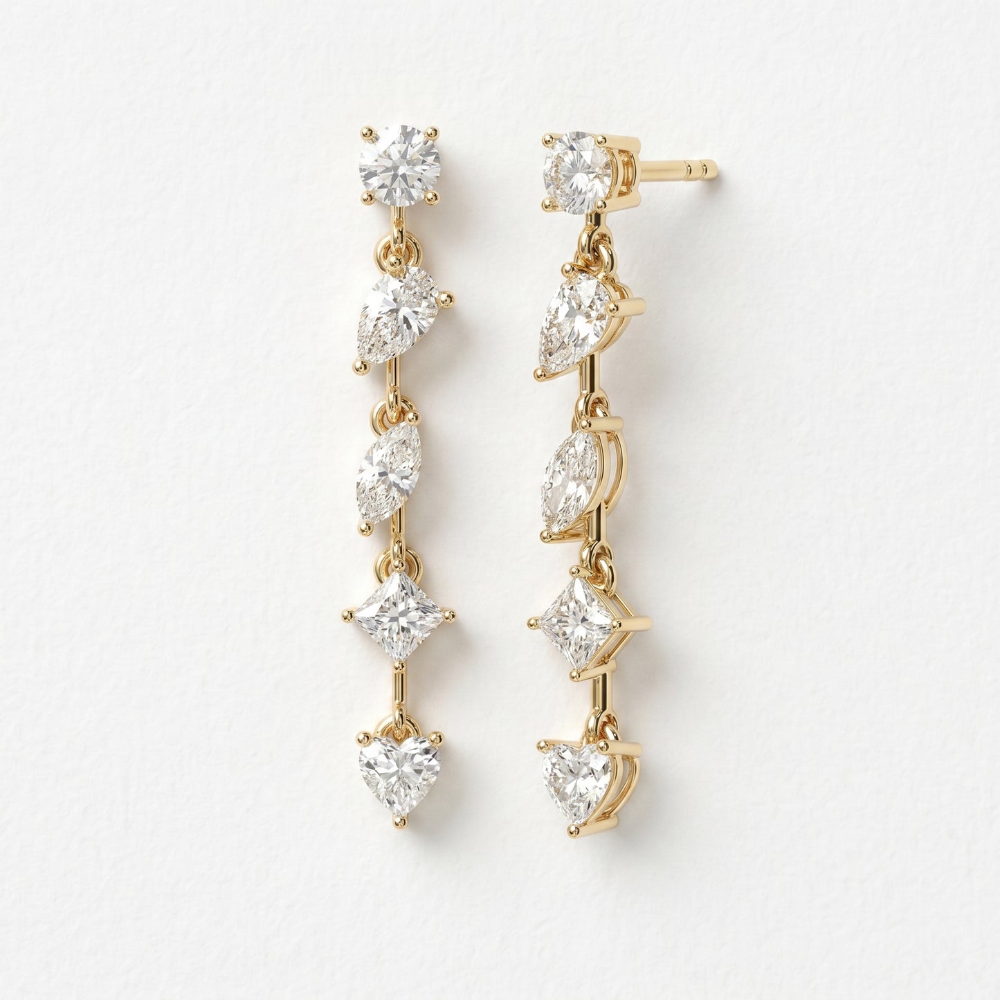 Multi Shape Diamond Drop Earring