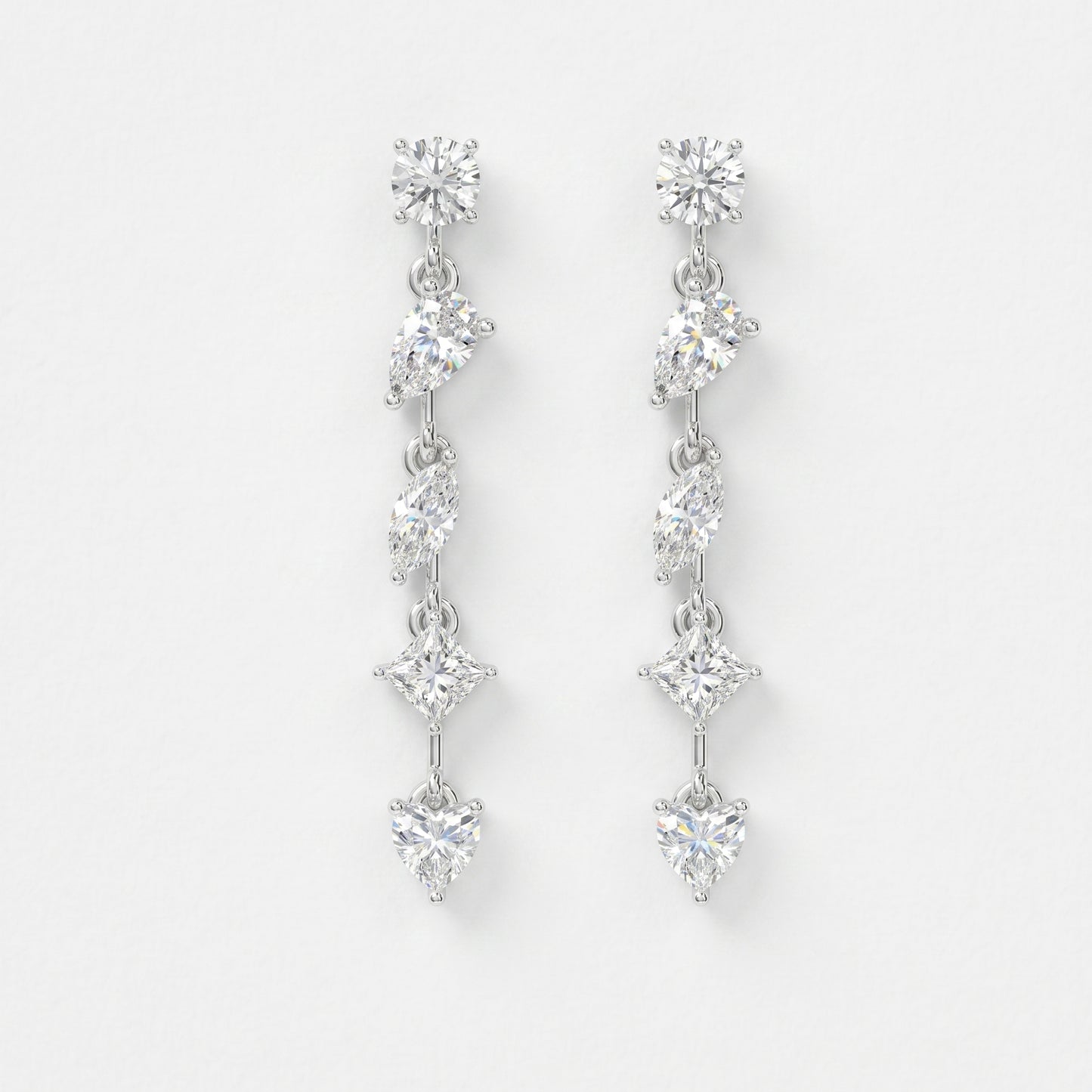 Multi Shape Diamond Drop Earring