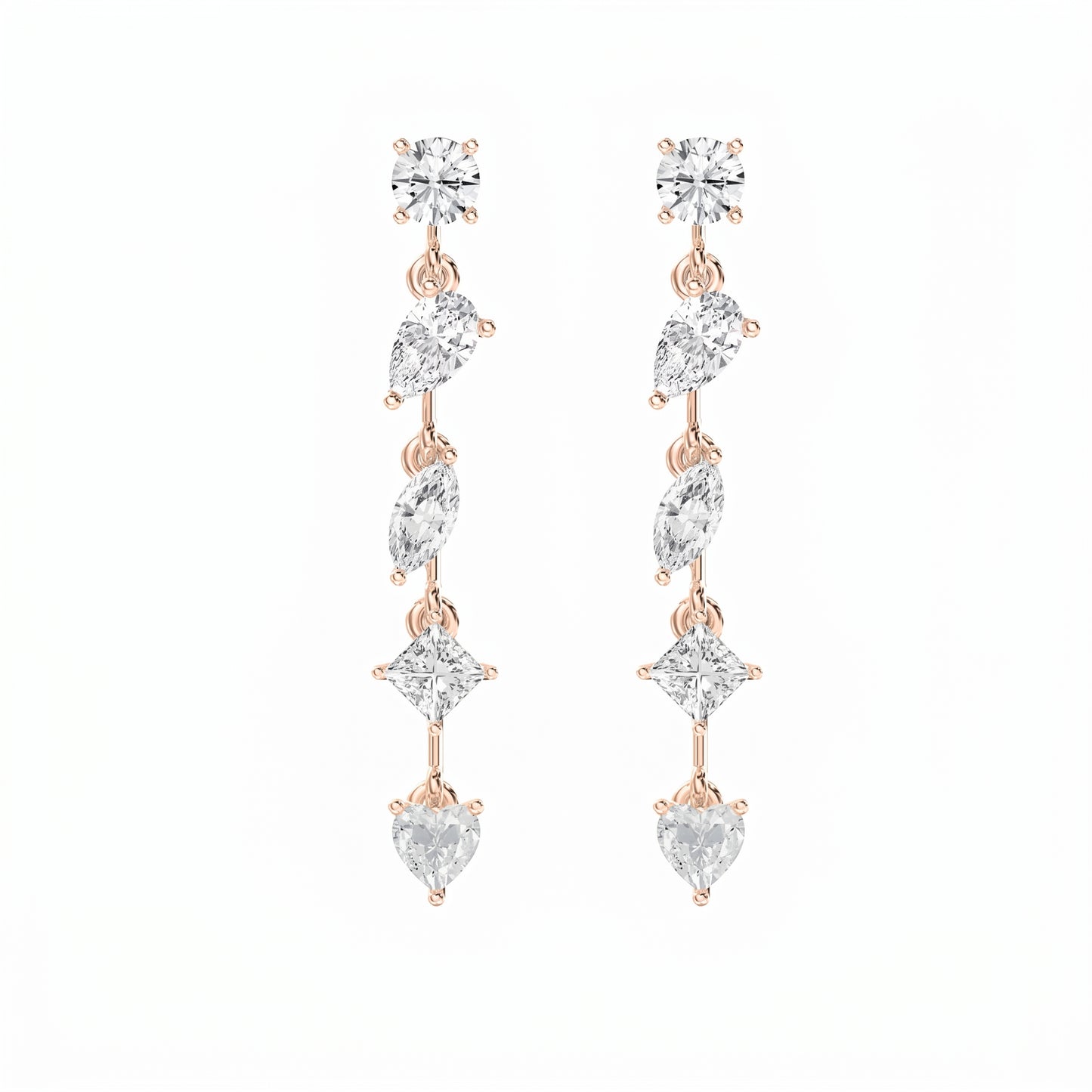 Multi Shape Diamond Drop Earring
