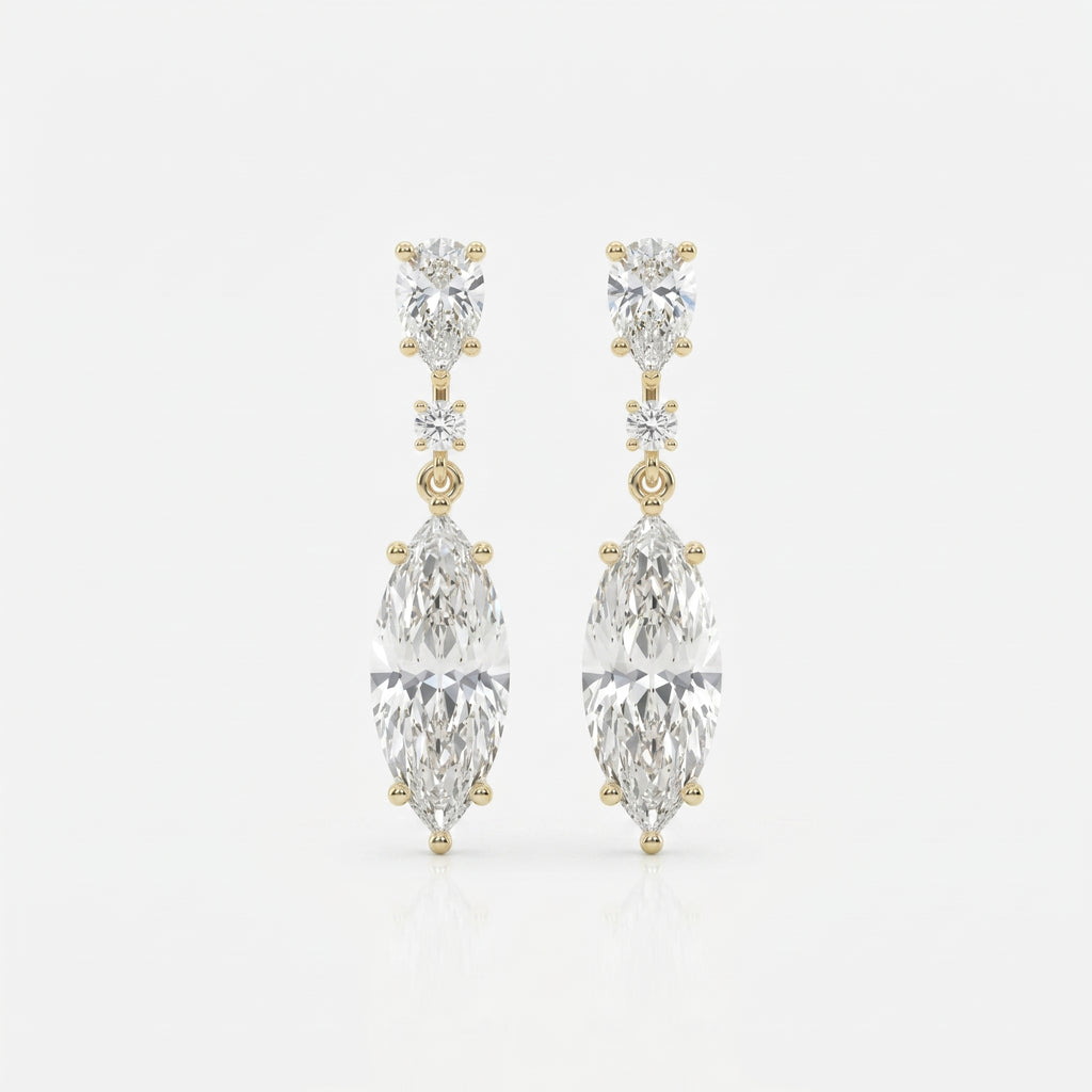 Triple Cut Drop Dangle Design Earring