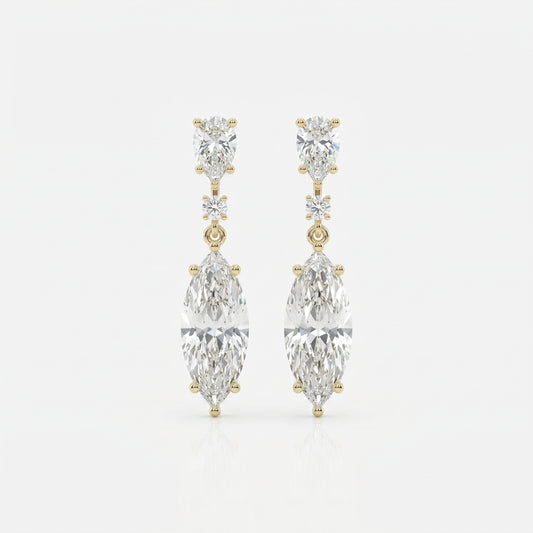 Triple Cut Drop Dangle Design Earring