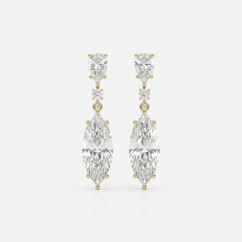 Triple Cut Drop Dangle Design Earring