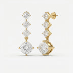 Luxury Ascher & Cushion Diamond Drop Earring