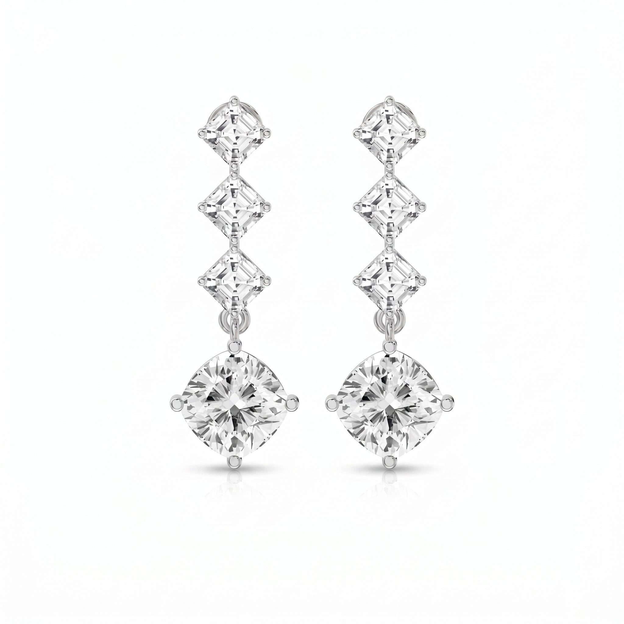 Luxury Ascher & Cushion Diamond Drop Earring