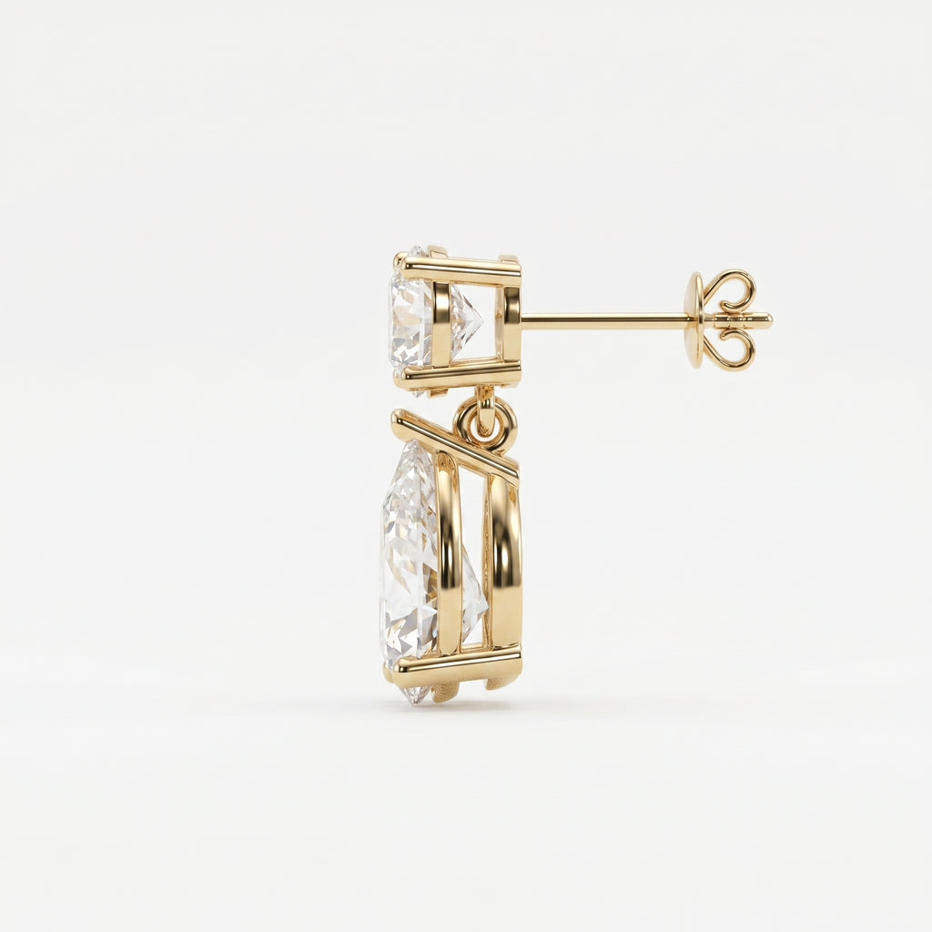 Round & Pear Diamond Drop Dangle Earring