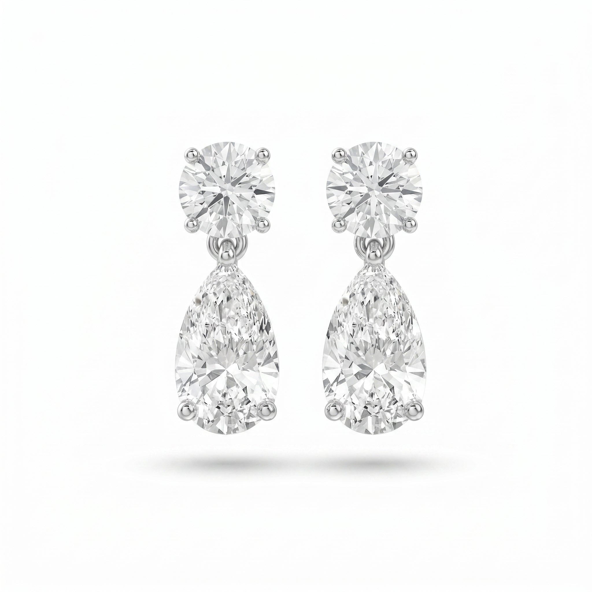 Round & Pear Diamond Drop Dangle Earring