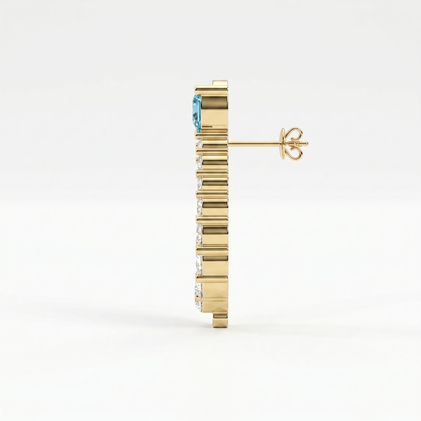 luxurious Pear Cut Blue Gemstone & Round Diamond Fashion Earrings