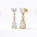 Romantic Heart & Pear Cut Diamond Drop Dangle Earring