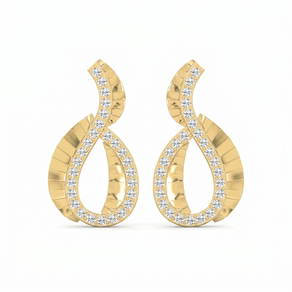 Elegant Pavé Round Diamond Infinity Style Fashion Earrings