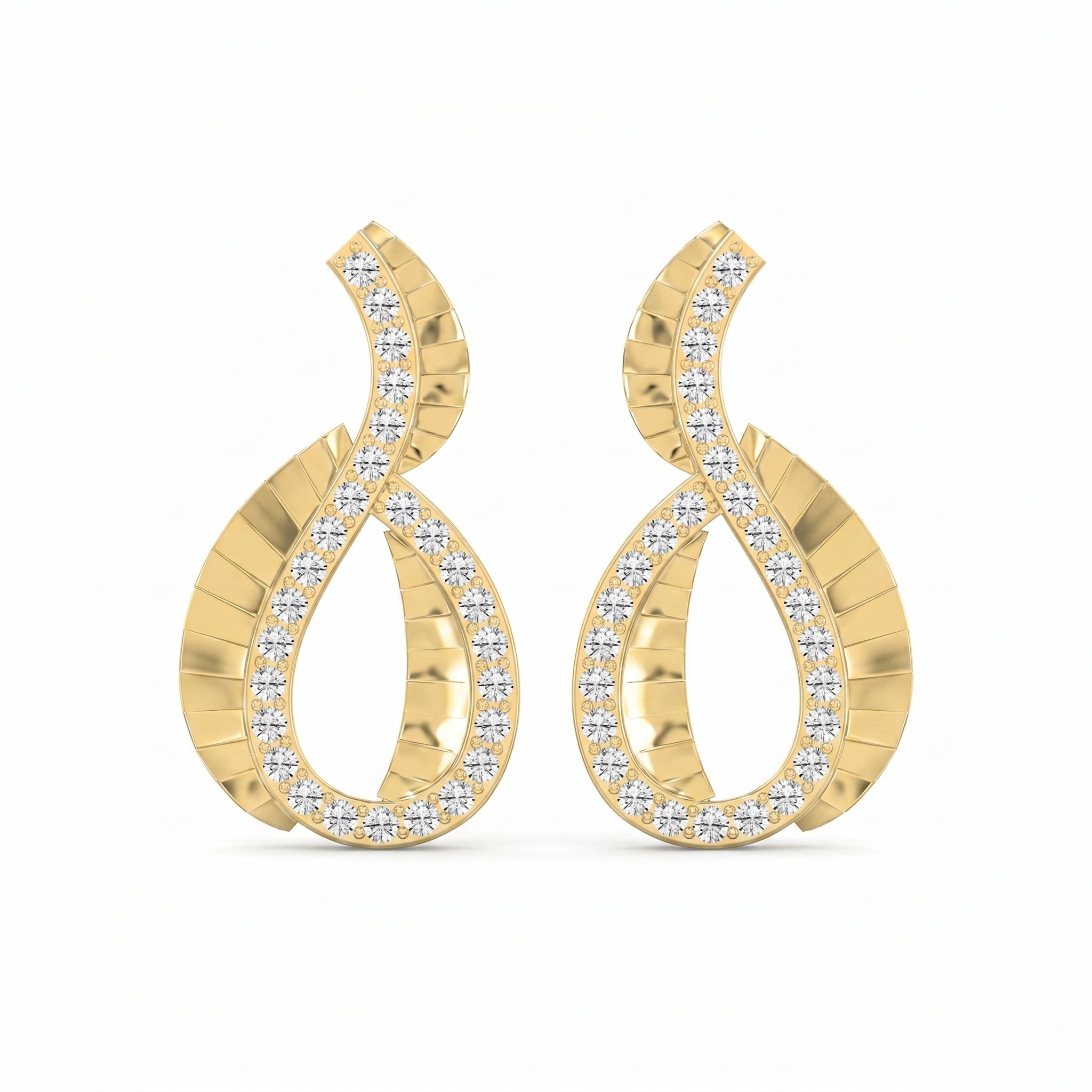 Elegant Pavé Round Diamond Infinity Style Fashion Earrings