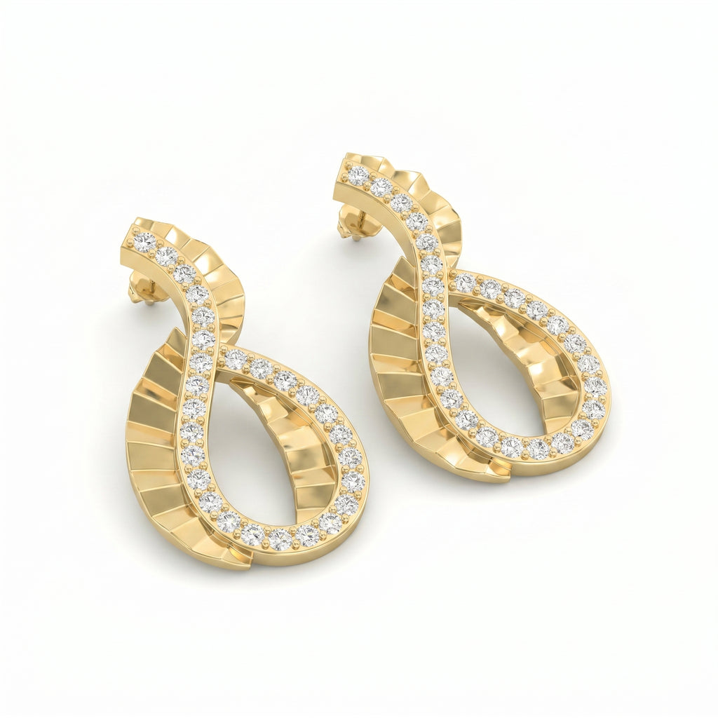 Elegant Pavé Round Diamond Infinity Style Fashion Earrings