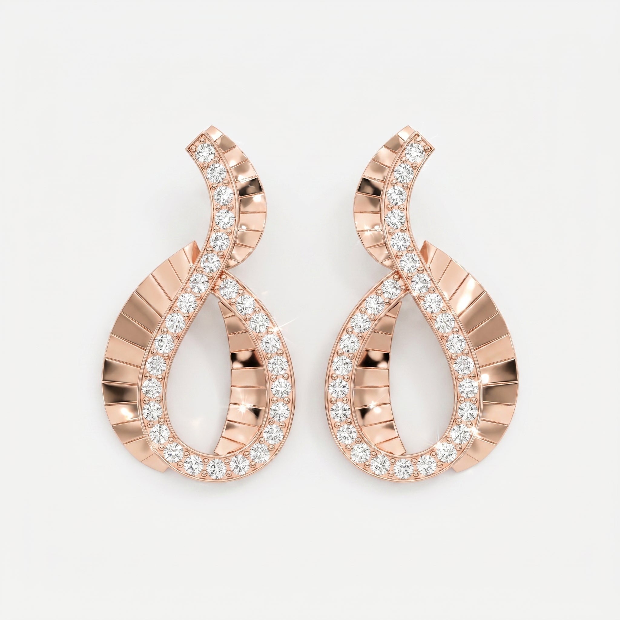 Elegant Pavé Round Diamond Infinity Style Fashion Earrings