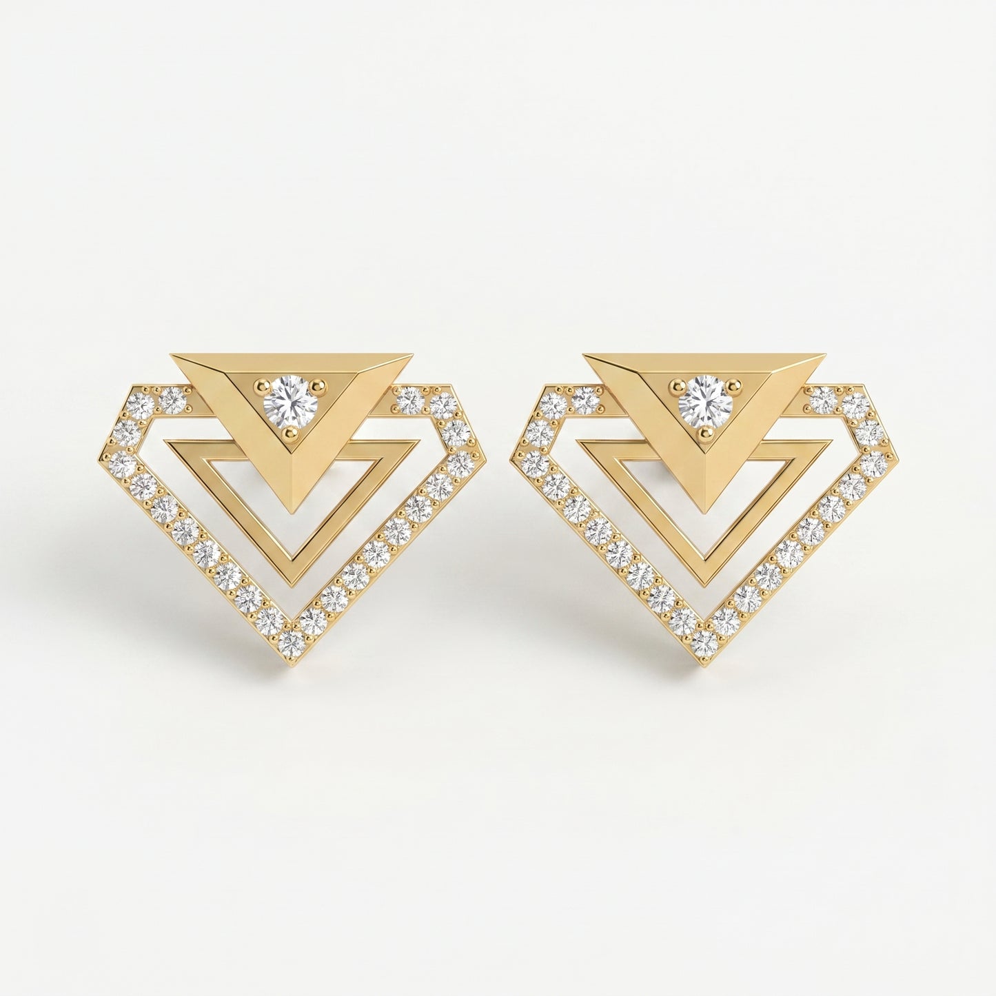 Modern Pavé Geometric Triangle Diamond Fashion Earrings