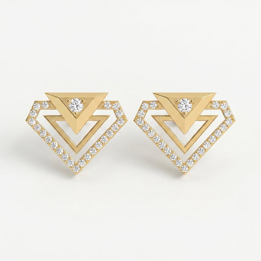 Modern Pavé Geometric Triangle Diamond Fashion Earrings