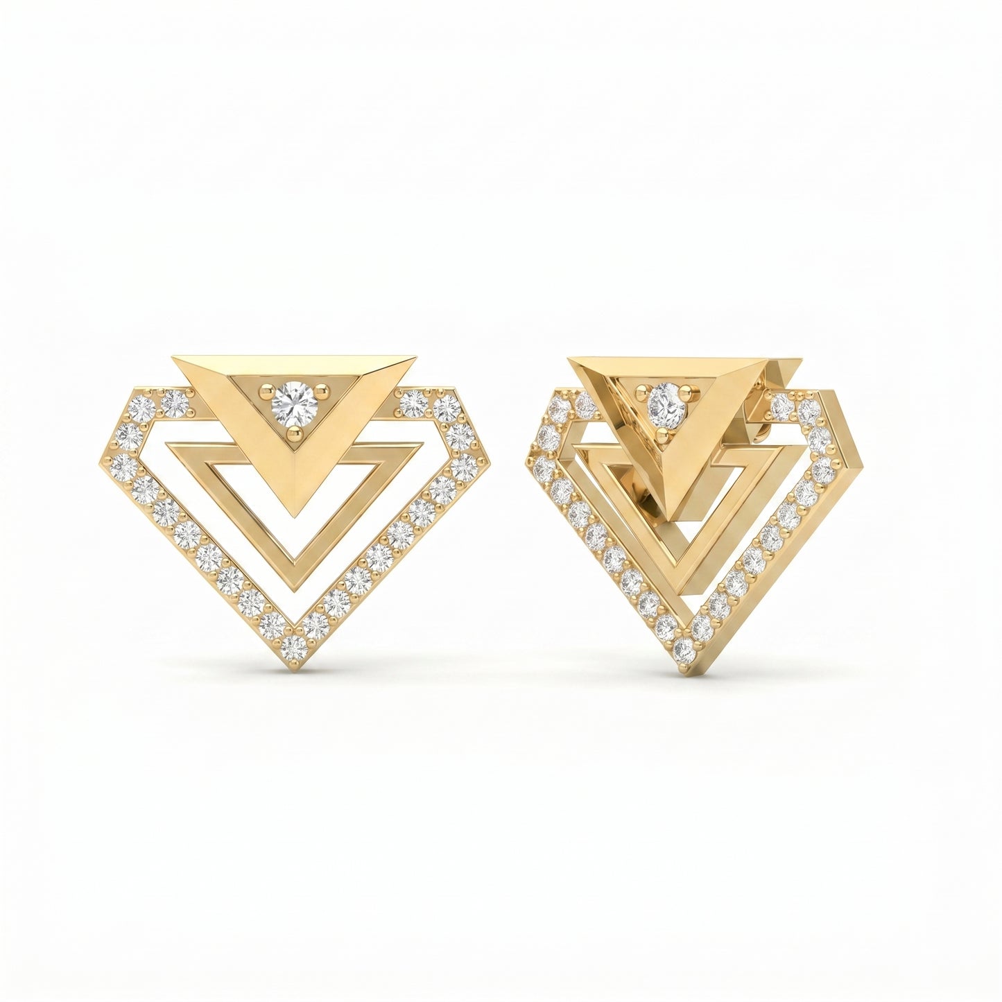 Modern Pavé Geometric Triangle Diamond Fashion Earrings