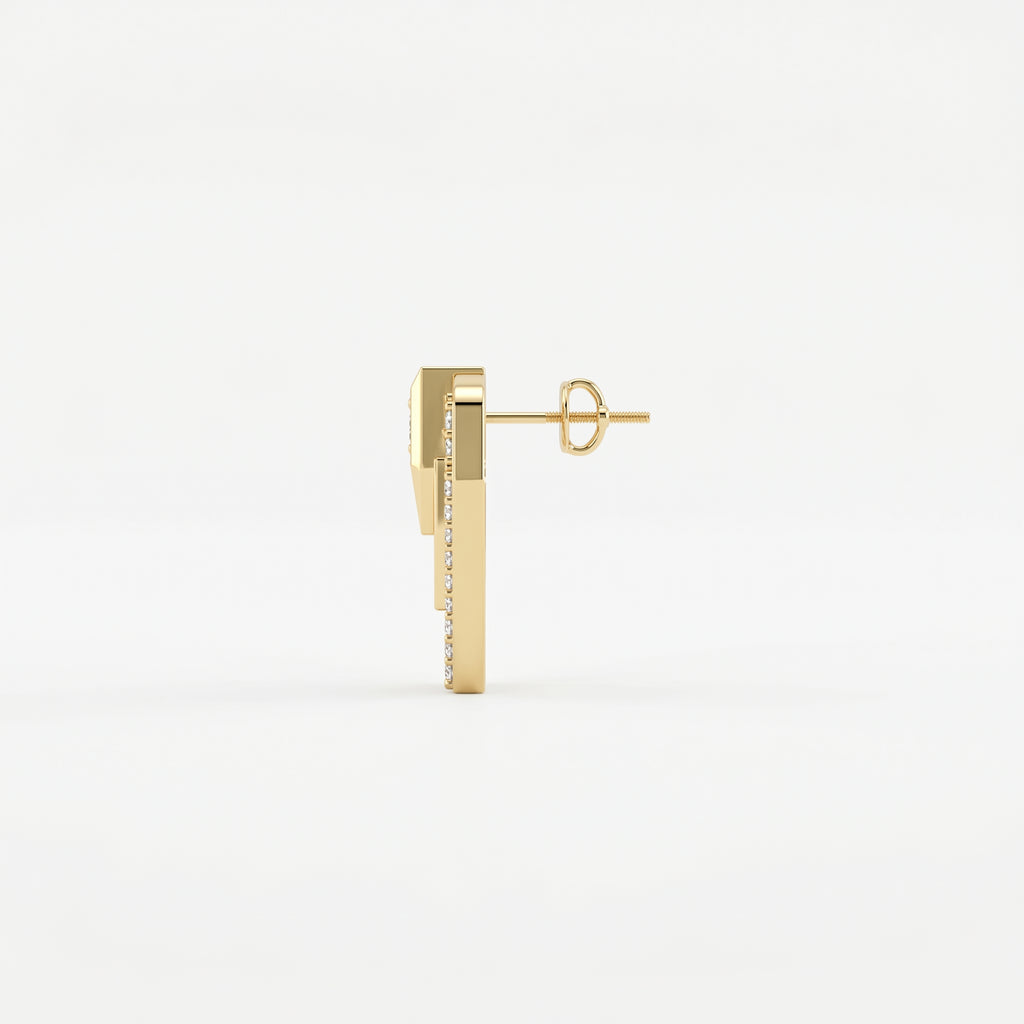 Modern Pavé Geometric Triangle Diamond Fashion Earrings
